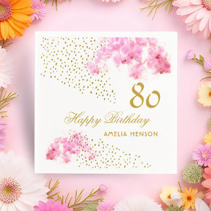 Serviette En Papier Aquarelle rose orchidée Parties scintillant or 80e