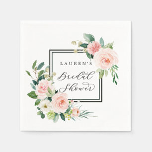 Serviette En Papier Aquarelle rose pâle Fleur Douche nuptiale