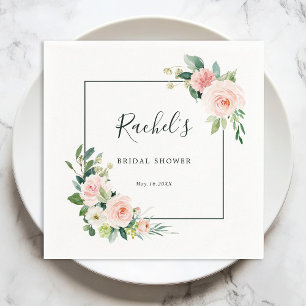 Serviette En Papier Aquarelle rose pâle Fleur Douche nuptiale