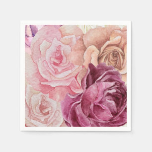 Serviette En Papier "Aquarelle Rose papier serviettes - élégant Floral