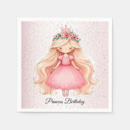 Serviette En Papier Aquarelle rose princesse Baby shower soirée mignon
