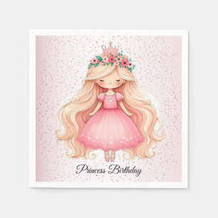 Serviette En Papier Aquarelle rose princesse Baby shower soirée mignon