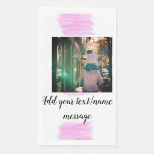 Serviette En Papier Aquarelle rose violet père fils papa ajouter l'ima