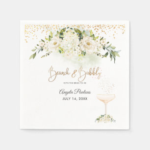 Serviette En Papier Aquarelle Roses d'Albâtre Brunch Pétillant