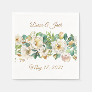 Serviette En Papier Aquarelle Roses et papier Eucalyptus Napkin