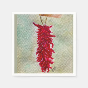 Serviette En Papier Aquarelle Rouge Chili Ristra Nouveau Mexique