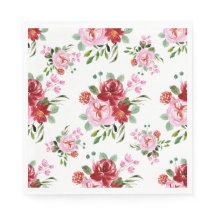 Aquarelle Rouge et rose Floral Motif sans couture
