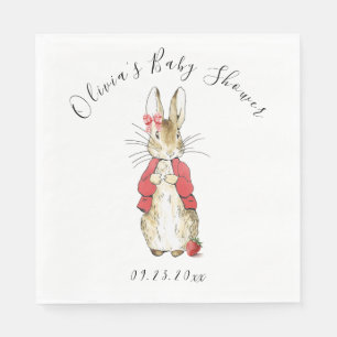 Serviette En Papier Aquarelle rouge lapin Baby Girl Douche