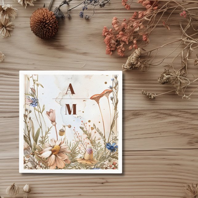 Serviette En Papier Aquarelle rustique Mariage bois (Créateur téléchargé)