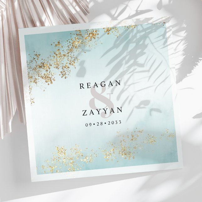 Serviette En Papier Aquarelle sarcelle et or (Créateur téléchargé)