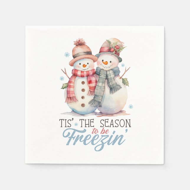 Serviette En Papier Aquarelle Snowman (Devant)