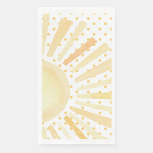 Serviette En Papier Aquarelle Soleil Orange Jaune Pois été