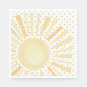 Serviette En Papier Aquarelle Sun Orange Yellow Dots été