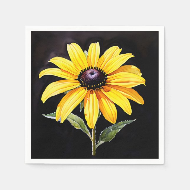 Serviette En Papier Aquarelle Suzanne jaune brillant (Devant)