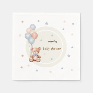 Serviette En Papier Aquarelle Teddy Bear Baby shower rustique Neutre