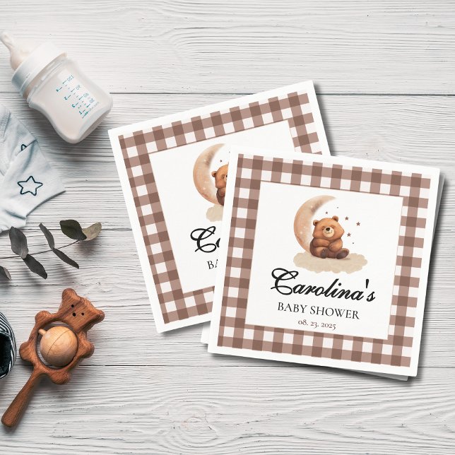 Serviette En Papier Aquarelle Teddy ours baby shower neutre (Créateur téléchargé)