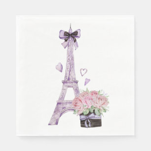 Serviette En Papier Aquarelle Tour Eiffel