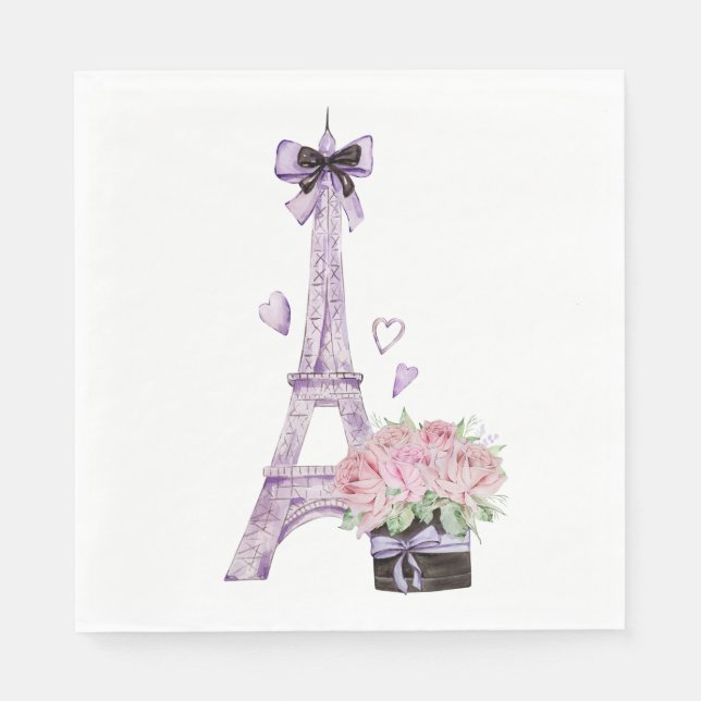 Serviette En Papier Aquarelle Tour Eiffel (Devant)