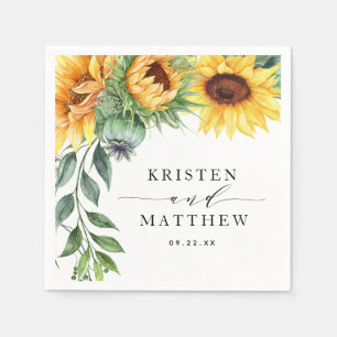 Serviette En Papier Aquarelle Tournesol Moderne Floral