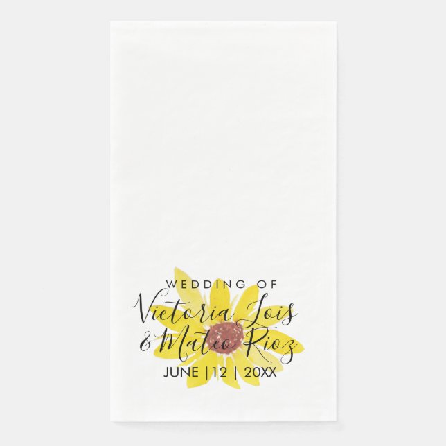 Serviette En Papier Aquarelle tournesol sauvage Floral Jaune Mariage (Devant)
