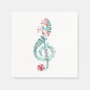 Serviette En Papier Aquarelle Treble Clef Party Napkins Thème musica