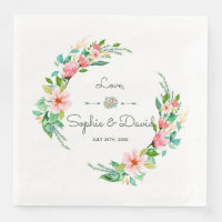Aquarelle tropicale exotique Luau Mariage floral
