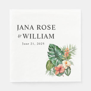 Serviette En Papier Aquarelle tropicale Mariage plat