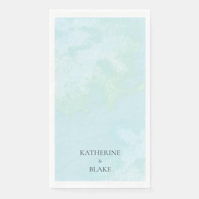 Serviette En Papier Aquarelle Turquoise Moderne Personnalisé Mariage I (Devant)