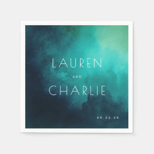 Serviette En Papier Aquarelle Turquoise Sérène