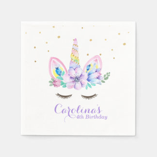 Serviette En Papier Aquarelle Unicorn Napkin