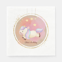 Aquarelle Unicorne Rainbow Party Napkins