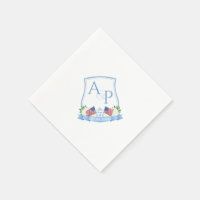 Aquarelle USA Drapeau Bleu Blanc Mariage Crest Par