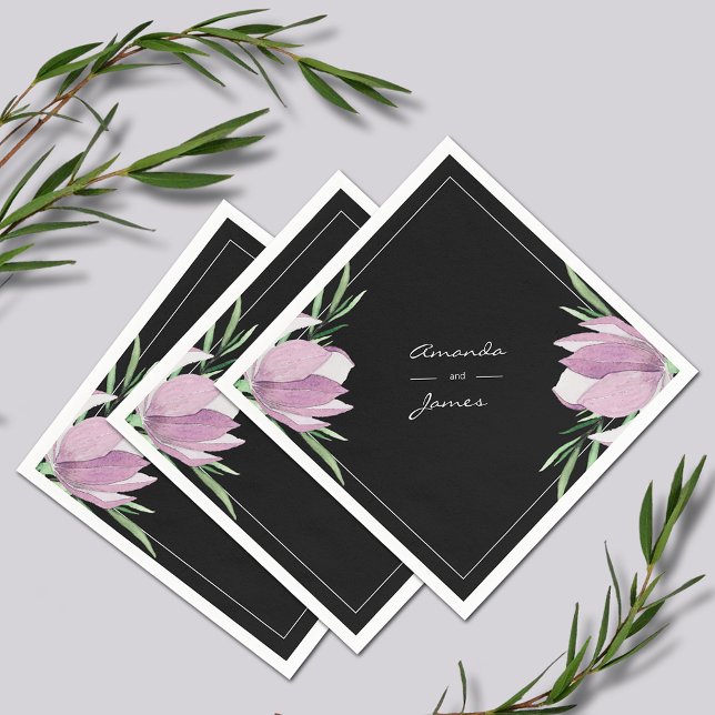 Serviette En Papier Aquarelle végétale violette Magnolia (Purple Magnolia Floral  Watercolor Wedding Cocktail Napkins)
