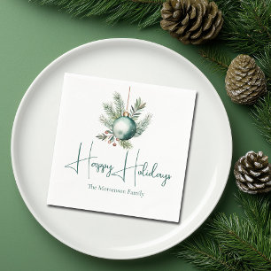 Serviette En Papier Aquarelle Vert ornement tendance Fête de vacances