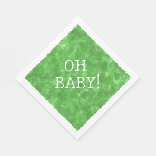 Serviette En Papier Aquarelle verte Baby shower texte personnalisé Oh