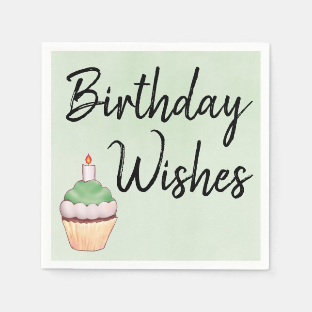 Serviette En Papier Aquarelle verte de Cupcake (Devant)