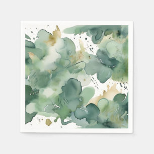 Serviette En Papier Aquarelle verte douce Motif moderne