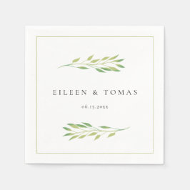 Serviette En Papier Aquarelle verte feuille mariage papier serviette