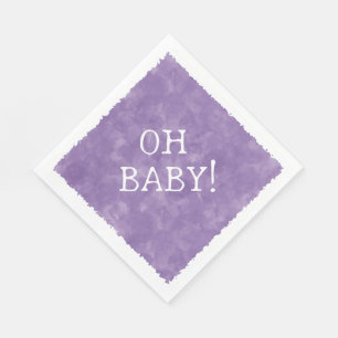 Serviette En Papier Aquarelle violette Baby shower texte personnalisé 