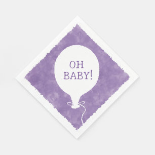 Serviette En Papier Aquarelle violette Baby shower texte personnalisé 