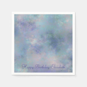 Serviette En Papier Aquarelle violette bleu foncé Joyeux anniversaire
