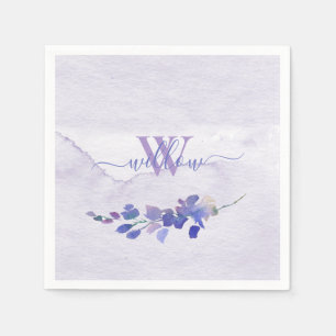 Serviette En Papier Aquarelle violette Fête des mariées monographique