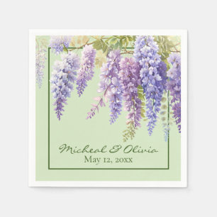 Serviette En Papier Aquarelle violette glycine florale lilas botanique