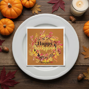 Serviette En Papier Aquarelle Vivive Les Feuilles D'Automne Wreath Tha