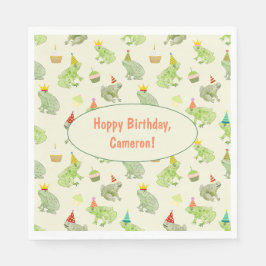 Serviette En Papier Aquarelle Whimsical Frog fête d'anniversaire