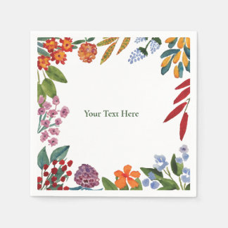 Serviette En Papier Aquarelle Whimsical Papier Floral Napkin