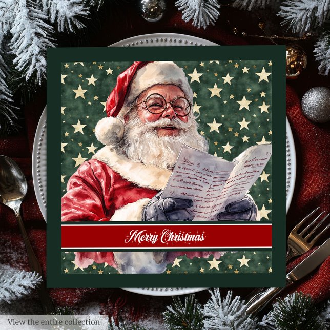 Serviette En Papier Aquarelle Whimsical Santa Claus Cadeaux serviettes (Whimsical Watercolor Santa Claus Gift Napkins)