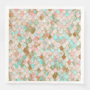 Serviette En Papier Aquarelle Wonky Pastel Parties scintillant Sirène