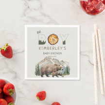 Aquarelle Woodland Oh Boy Bear Baby shower