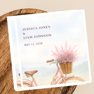 Serviette En Papier AquarelleFleur Vintage Bicyclette